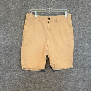 John Varvatos Shorts Mens 30 Beige Linen Blend Chino Casual Flat Front